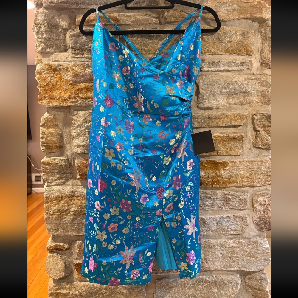 Nwt Satin Jacquard Mini Dress - Large - Picture 6 of 6